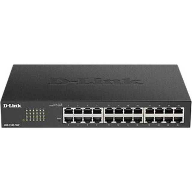 D-Link DGS-1100-24V2/E 24-Portars Gigabit Smart Managed Switch med VLAN support, lager 2-funktioner, QoS, 802.3az EEE, Fläktlös - Endast EU-nätsladd