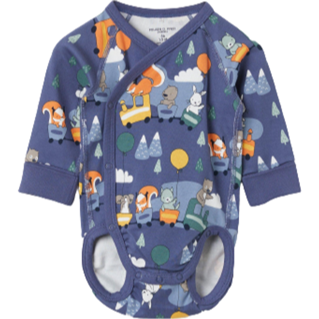 Animal Train Wraparound Babygrow - Blue - 4-6m x 68
