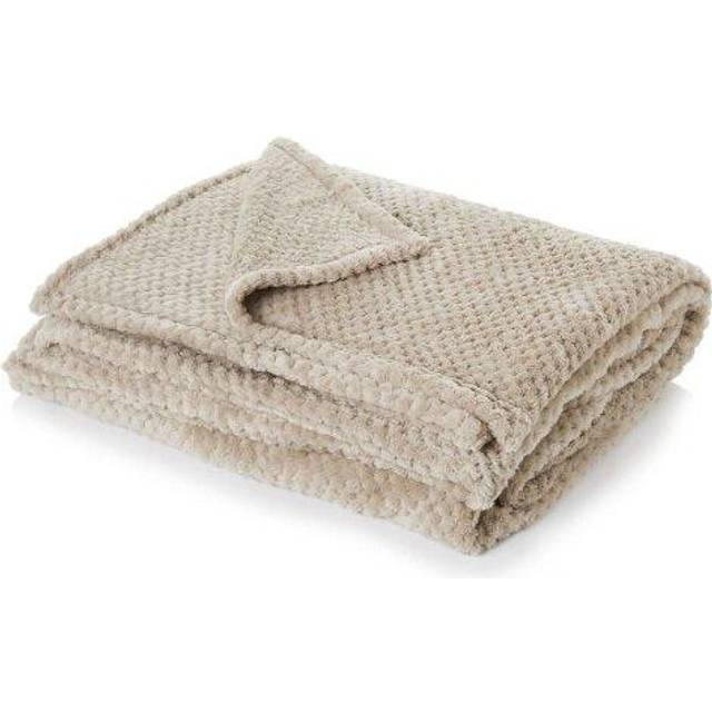 Waffle Honeycomb Mink Throw - Mink / 200cm - Brown