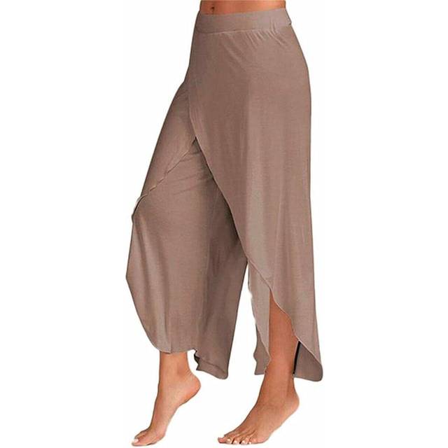 (Brown - XL) Super Soft Modal Spandex Yoga Pilates Pants