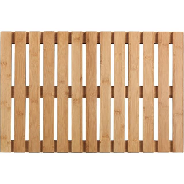 WENKO Baderost inomhus och utomhus bambu, 40 x 60 cm – badmatta, golvgaller för dusch, bad, pool, bastu med halkfri undersida, bambu, 40 x 60 cm, naturlig