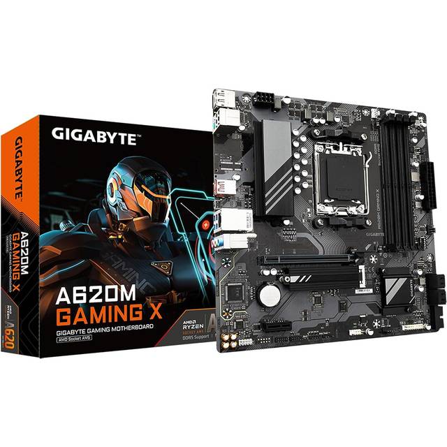 Gigabyte A620M GAMING X moderkort – stöder AMD Ryzen 8000 CPU:er, 8+2+1 faser digital VRM, upp till 8000MHz DDR5 (OC), 1xPCIe 4.0 M.2, GbE LAN, USB 3.2 Gen 2
