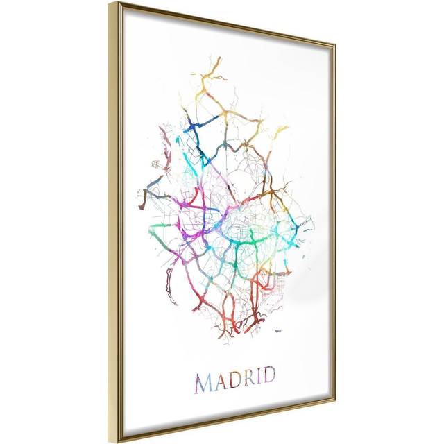 Inramad Poster / Tavla - City Map: Madrid (Colour) - 40x60 Guldram