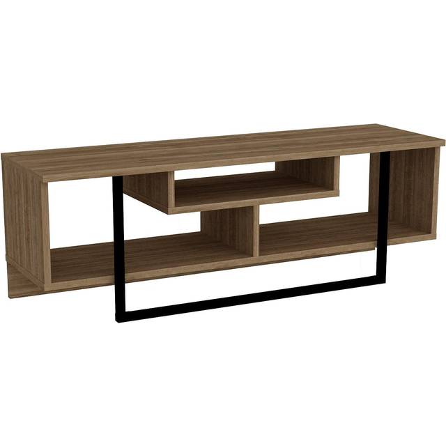 Decorotika Asal 120 Cm Wide Modern Tv Unit For Tvs Up To 51" - Walnut And Black, Multi