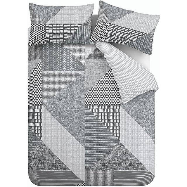 Catherine Lansfield Larsson Geo Duvet Cover Bedding Set Grey