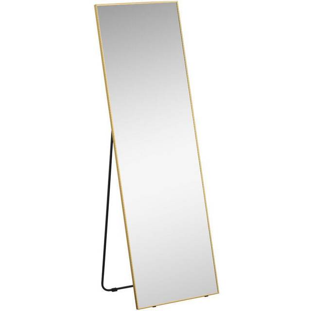 HOMCOM Full Length Dressing Mirror Wall Mounted - Gold - Yellow