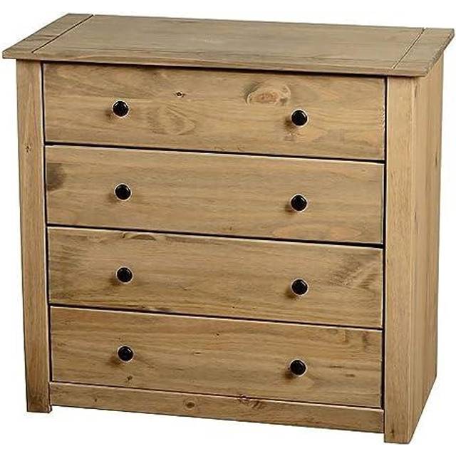 Seconique Panama 4 Drawer Chest - Natural Wax, Brown