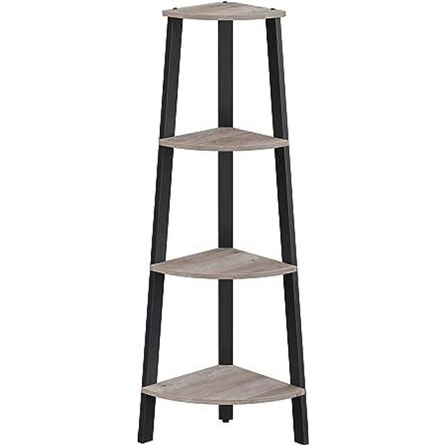 Antique Corner Shelf Rack, Rustic Brown + Black