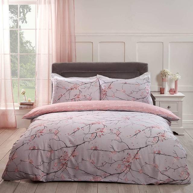 Ohs Spring Blossoms Print Duvet Cover With Pillowcases, Blush - Double - One Size