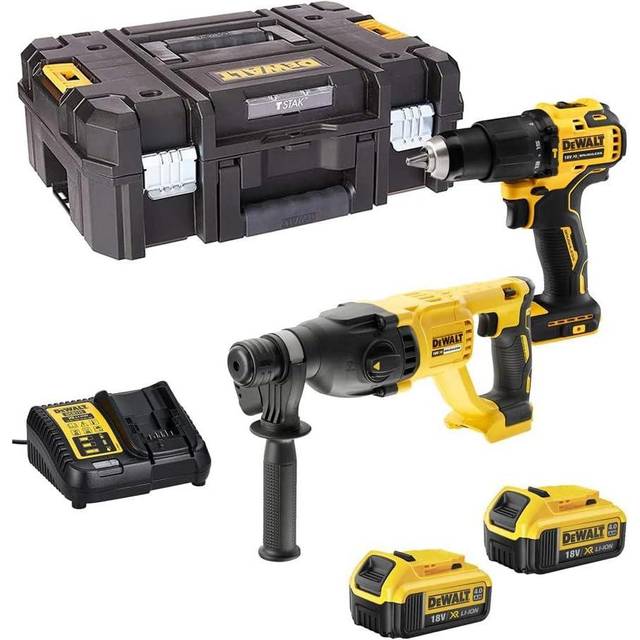 Dewalt Dewalt DCK2070M2T 18V Combi Drill & SDS Plus Drill Twin Pack (2 x 4.0Ah Batteries) DCK2070M2T-GB
