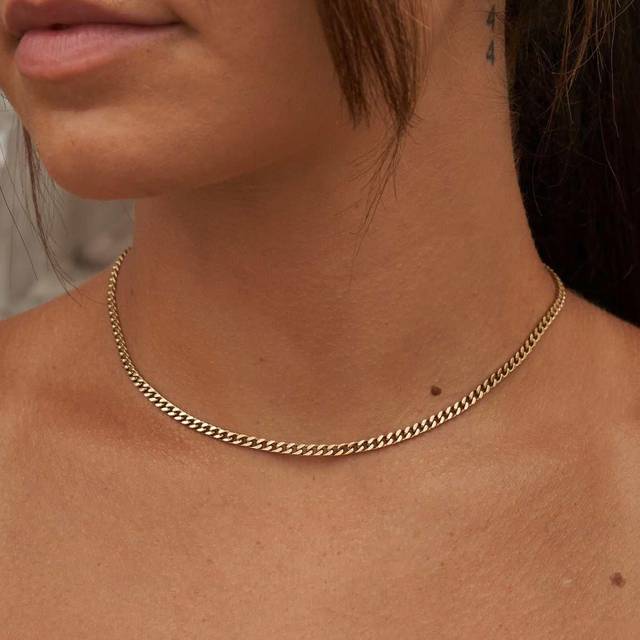3MM Micro Cuban Necklace in Yellow Gold - 18k Gold Plated / 16" / Yellow Gold