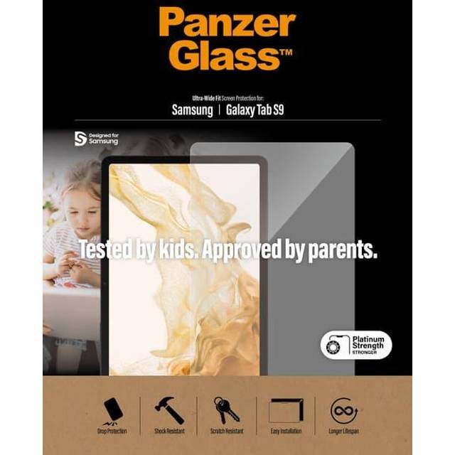 Samsung Galaxy Tab S9 PanzerGlass AntiBacterial Ultra Wide Fit Skärmskydd - Platinum Strength - Genomskinlig