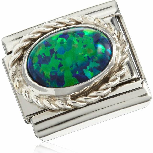 Nomination CLASSIC Silvershine Ornate Settings Green Opal Charm 330503/26