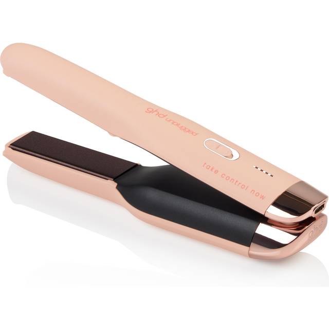 ghd unplugged Pink Peach styler, trådlöst plattång med hybrid co-litiumteknik