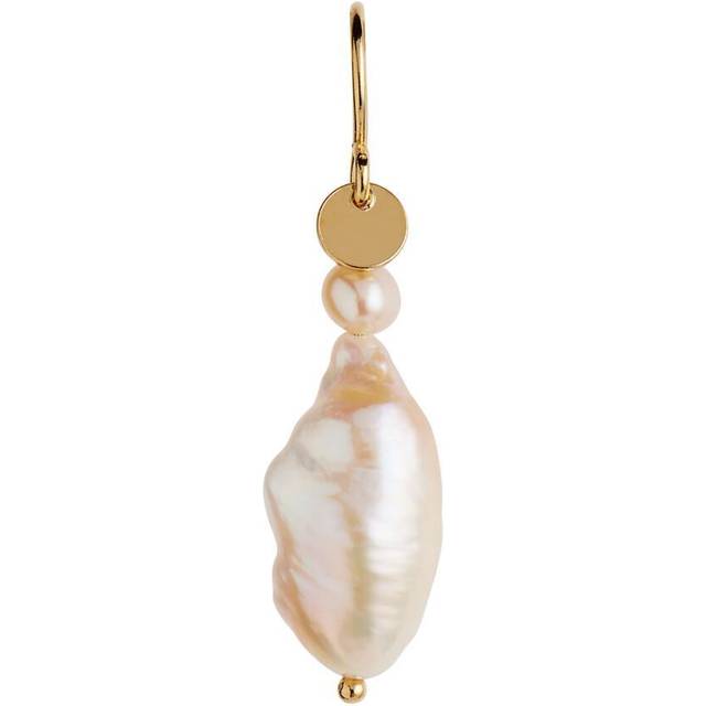 Long Baroque Pearl Earring Peach Sorbet - Förgyllt-Silver Sterling 925 (Onesize)