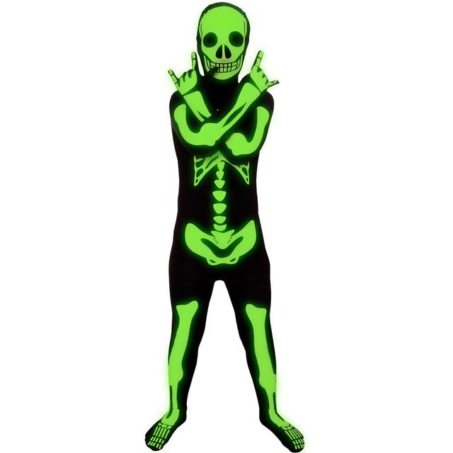 Child Glow Skeleton Costume | Kid&#39;s Skeleton Costumes - Black&#47;White (L)