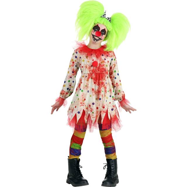 Creepy Clown Girl's Costume - Brown&#47;Blue&#47;Red (M)