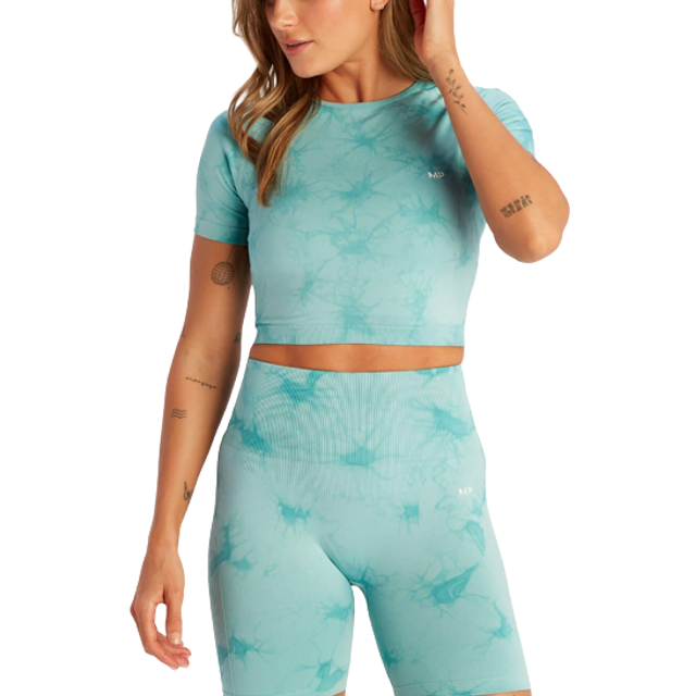 Myprotein shape seamless short sleeve womens blue t-shirt 140090_duskblue_ct