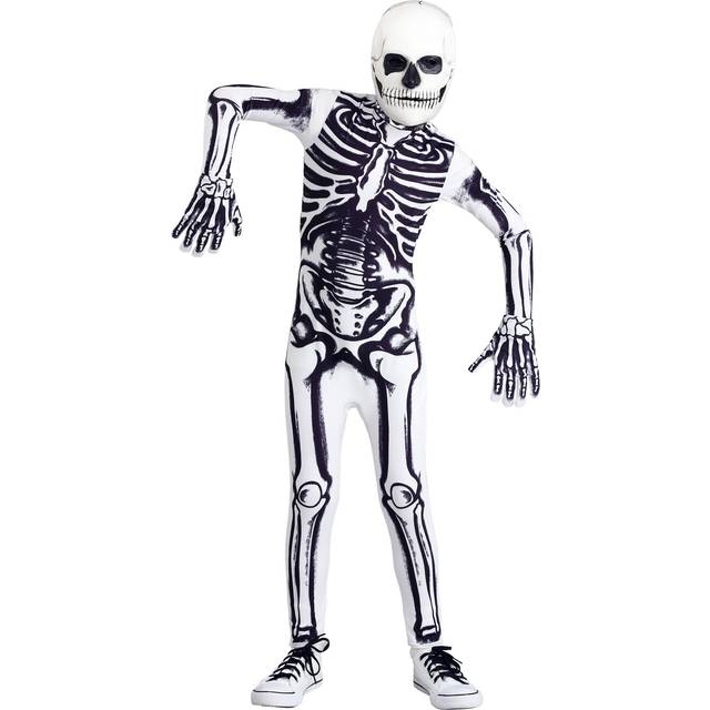 Kid's White Skeleton Costume | Skeleton Costumes - Black&#47;White (XL)