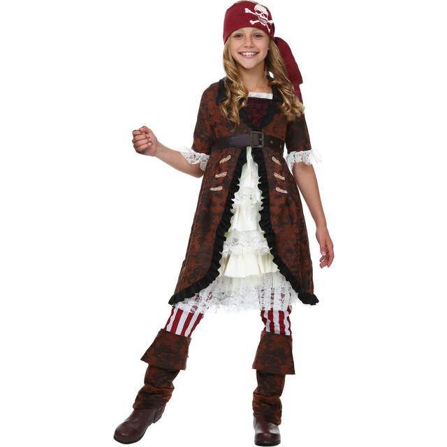 Brown Coat Girl's Pirate Costume | Pirate Costumes - Brown&#47;Red&#47;White (XL)