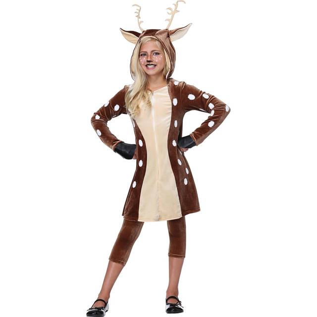 Girl's Deer Fawn Costume | Kid's Deer Costumes - Brown&#47;Yellow (XS)