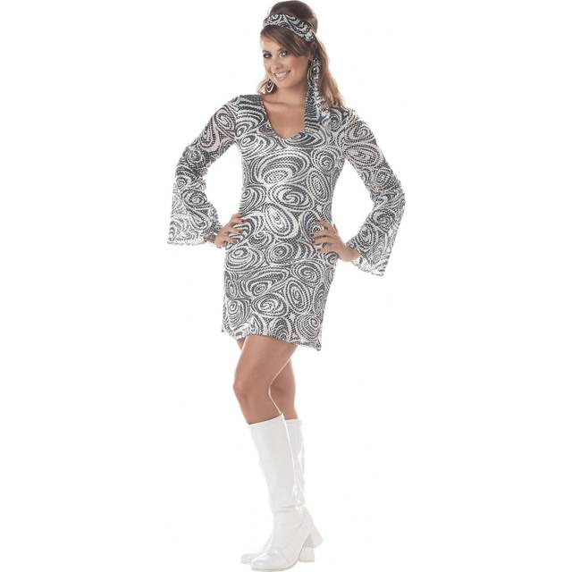 Disco Diva Plus Size Women's Dress Costume - Gray (1X)