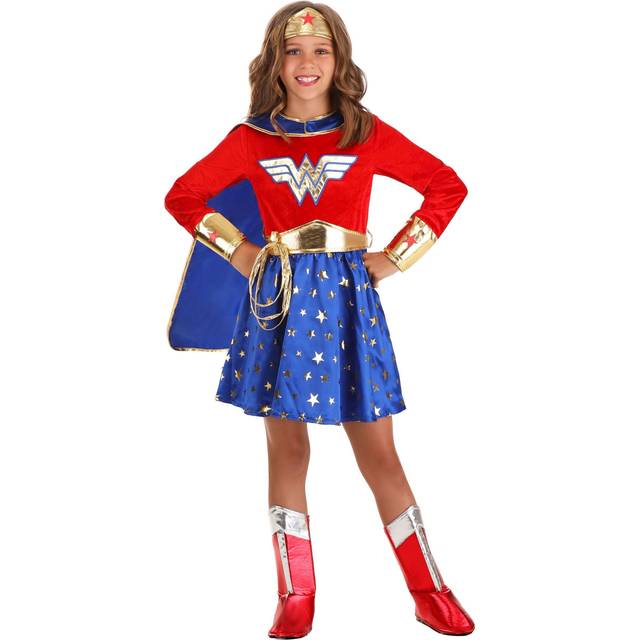 Wonder Woman Girl's Long Sleeve Dress Costume | Wonder Woman Costumes - Orange&#47;Red&#47;Blue (XL)