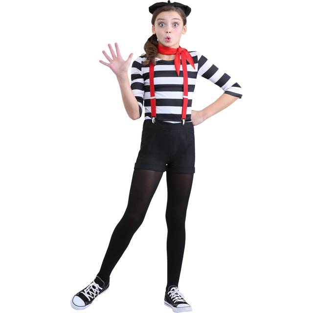 Mime Costume for Girls - Black&#47;Red&#47;White (XS)