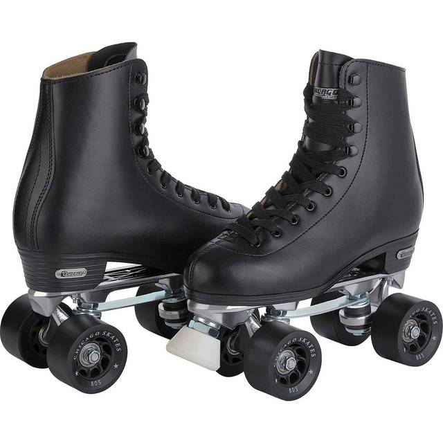 Chicago premium läder fodrad rink rullskridskor för män – klassiska svarta fyrhjuling skridskor – storlek 11
