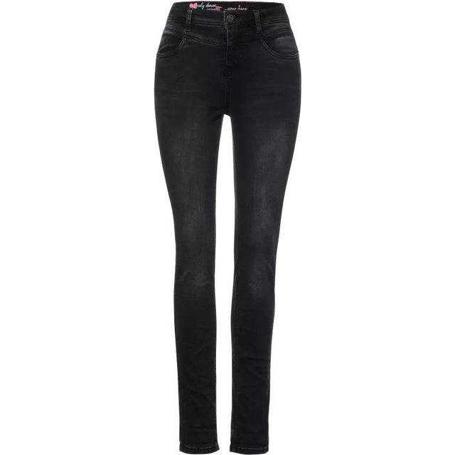 Street One Dam A375797 jeansbyxor hög midja, svart tvättad, W26/L34, Svart tvättad, 26W x 34L