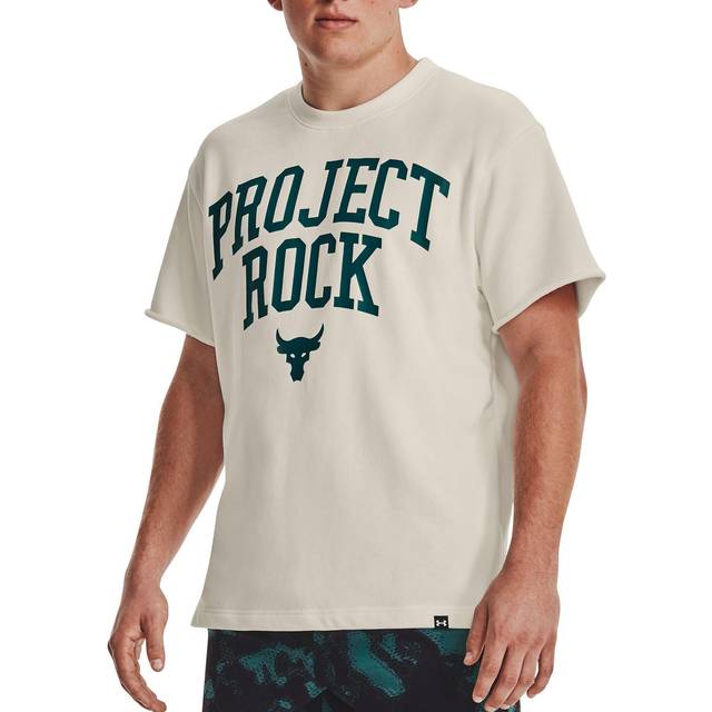 Under Armour Project Rock Heavyweight Terry Short Sleeve T-shirt 'Beige Teal' 1377435-130 - Beige/Teal - XXL