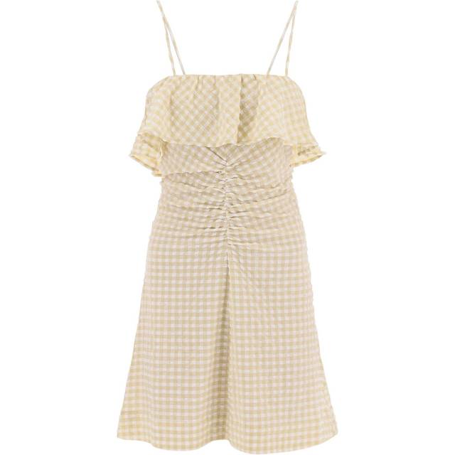 Ganni Stretch Seersucker Strap Mini Dress Dam Korta Klänningar Stl. 44 - Från Magasin - Pale Khaki (44)