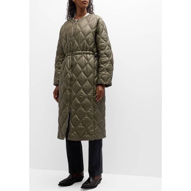 Ganni Quilted Nylon Coat - S/M - Green