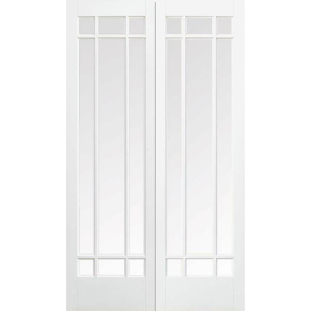 LPD Manhattan 9L Clear Bevelled Glazed Internal Door Pairs 1981 x 1067mm Primed White
