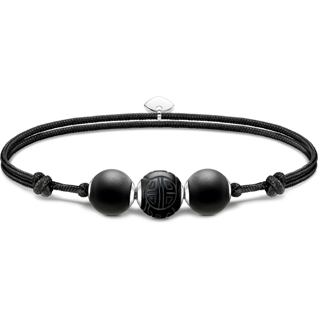 Thomas Sabo Womens Textile & Obsidian Karma Secret 925 Sterling-silver and Beaded Bracelet M/l