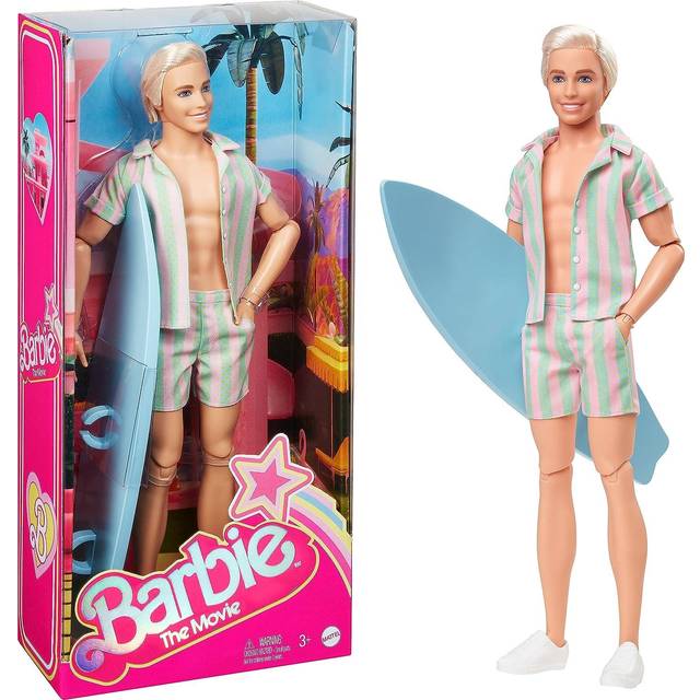 Barbie The Movie: Ken Doll In Pastel Stripes Beach Outfit - One Colour