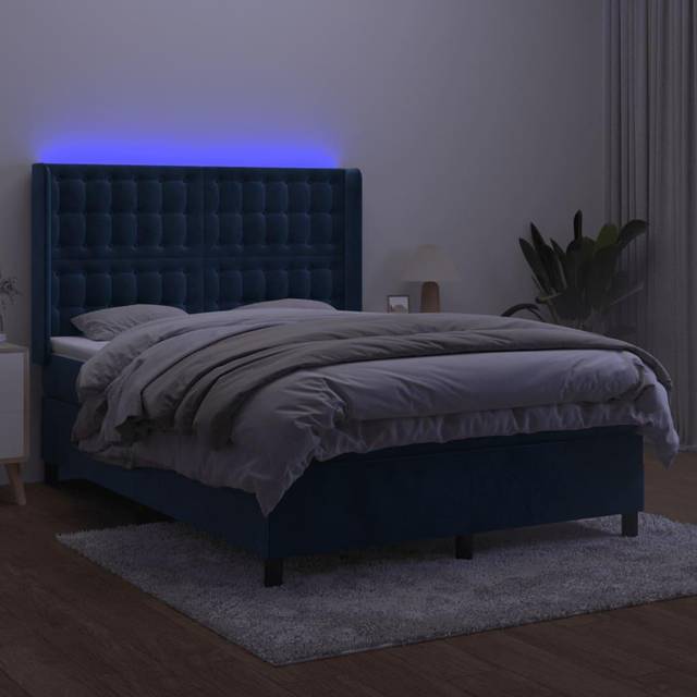kontinentalseng med LED-lys 140x200 cm fløjl mørkegrå