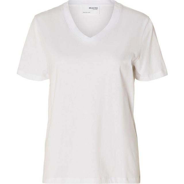 SELECTED FEMME dam Slfessential Ss V-hals Tee Noos T-shirt, Ljus vit, XS