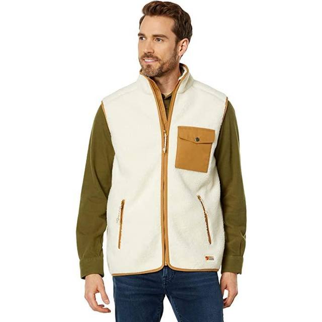 Men's Fjallraven Vardag Pile Fleece Gilet - Chalk White - Tan - Size: Regular/36