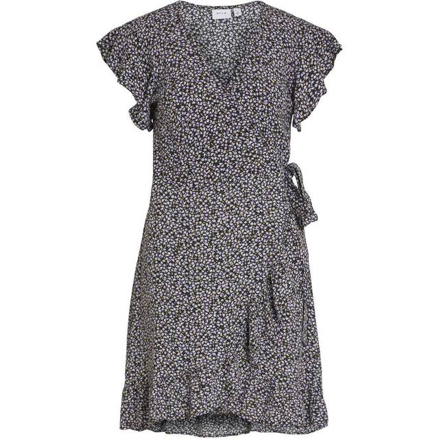 Vila dam Vifini Wrap S/S kort klänning Noos klänning, Söt lavender/Aop: alini, 42