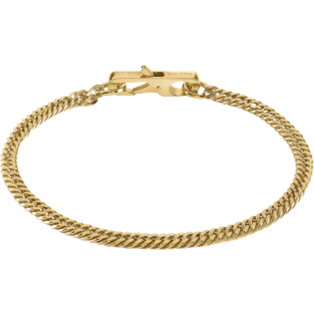 Mens Gold-tone Plated Black Chain Bracelet UMB01338YGL