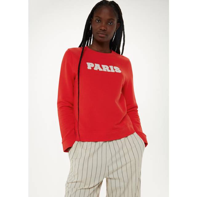 Whistles Womens Red Paris-logo Relaxed-fit Cotton Sweatshirt Xs - RED