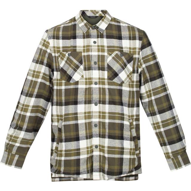 Regatta Men's Dark Khaki & White Cotton Casual Thamos Long Sleeved Checked Shirt, Size: S - Dark Khaki/White