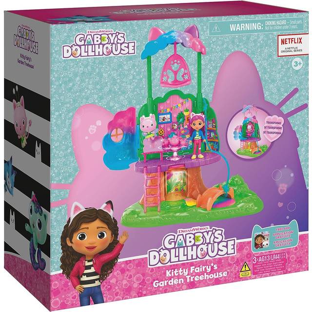 Gabby's Dollhouse 6064146, Transforming Garden Treehouse Playset with Lights, 2 Figures, 5 Accessories, 1 Delivery, 3 Furniture, KidsÃ¢ Toy