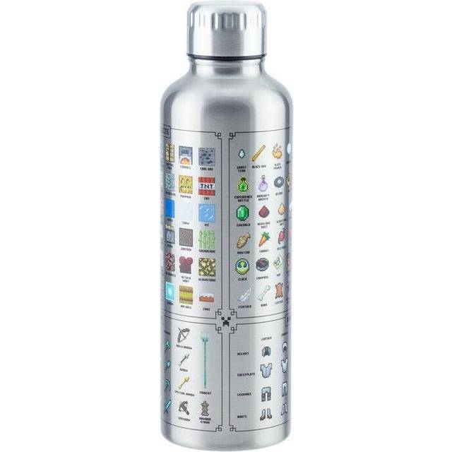 Metal Minecraft Water Bottle | Minecraft Gifts - Gray&#47;Blue&#47;Yellow (One-Size)