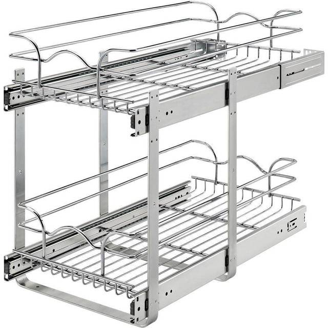 Rev-A-Shelf 2-Tier Kitchen Cabinet Pullout Shelf and Drawer Organizer Slide Out Pantry Storage Basket in Multiple Sizes  12 x 22 In  5WB2-1222CR-1