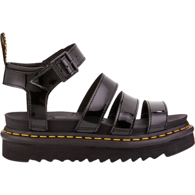 Dr. Martens Women's Blaire Fisherman Sandal  Black Patent Lamper