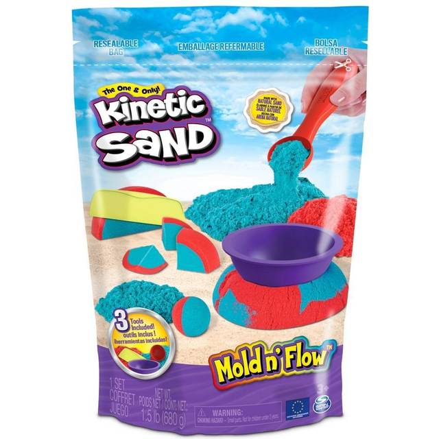 Kinetic Sand Mold n’ Flow, Red and Teal Play Sand
