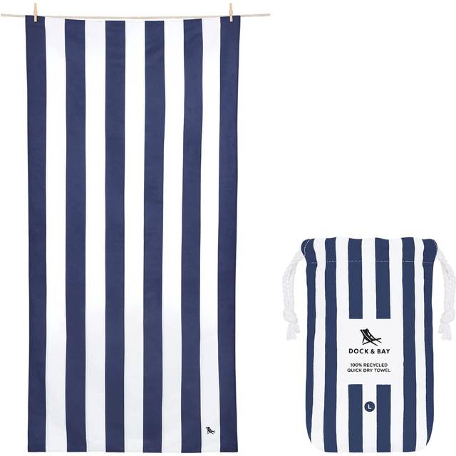 Dock & Bay Strandhandduk - snabbtorkande, sandfri - kompakt, lätt - 100% återvunnen - innehåller en väska - Cabana - Whitsunday Blue, stor (160 x 90 cm, 63 x 35)