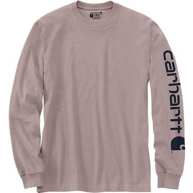 Carhartt Men's Loose Fit Heavyweight Long Logo Sleeve Graphic T-Shirt  Mink